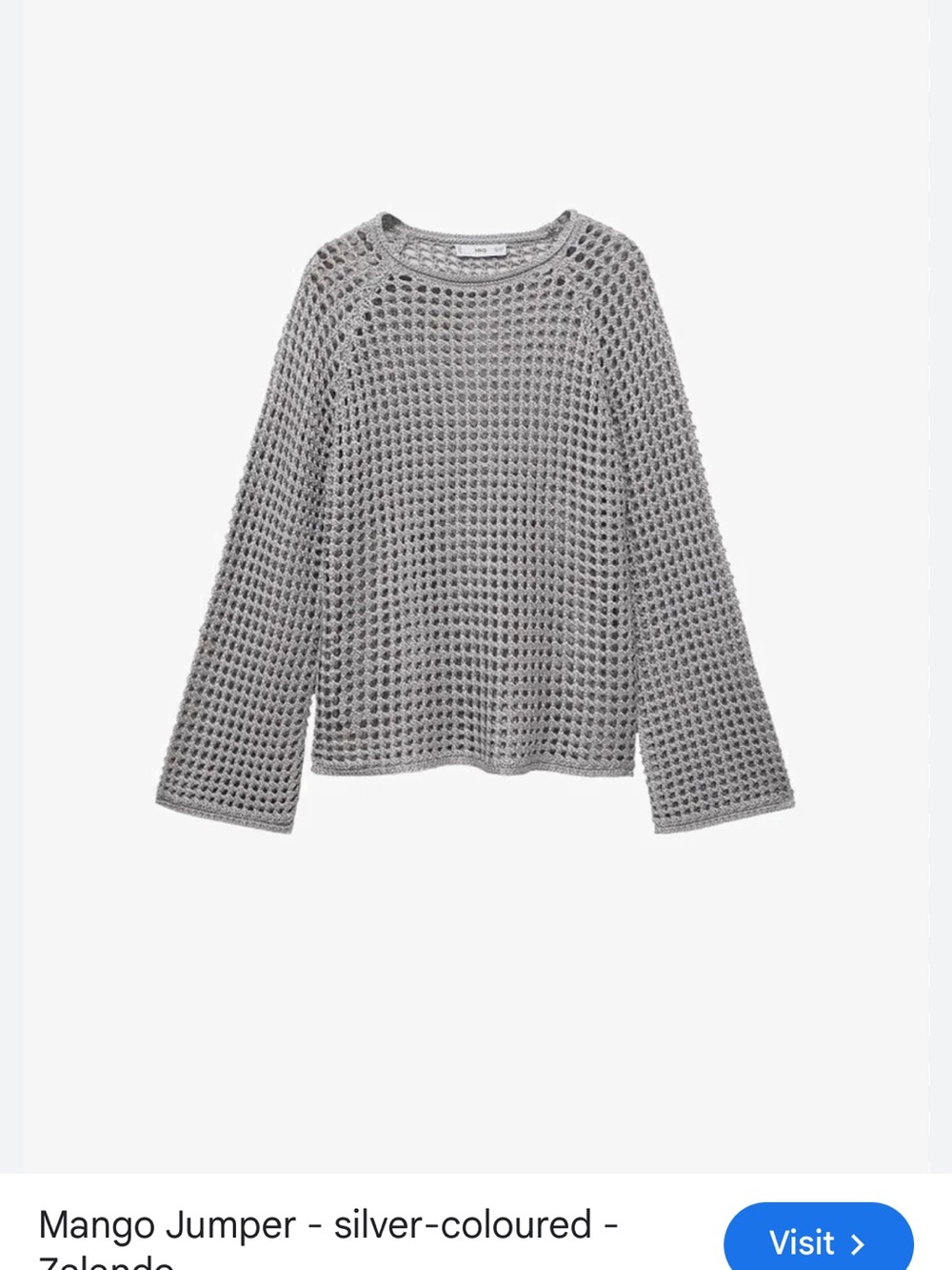 Mango Silver Open-Knit Sweater